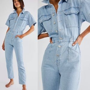 Free People Marci Coverall Clear Skies We The Free Denim Jumpsuit Small
